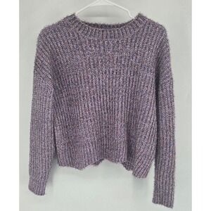 MAJOR LABEL GROUP Purple Multi Color Fuzzy Knit Sweater Women's Size S Sparkle